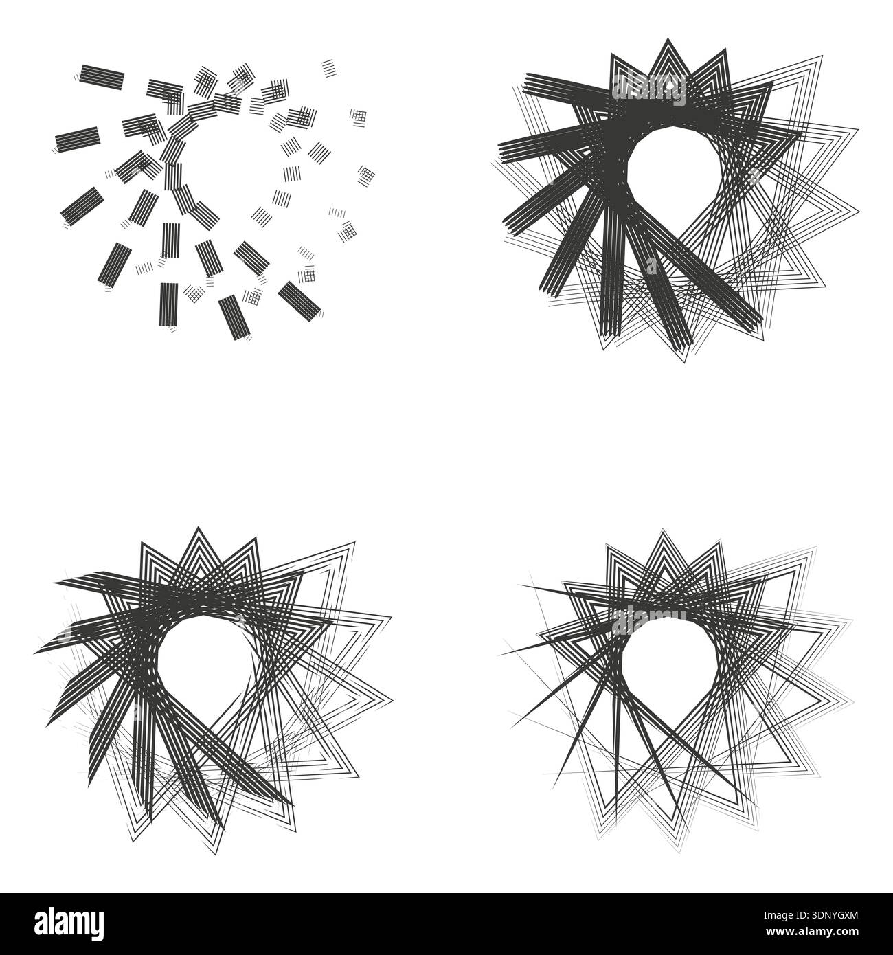 Black spiky star. Radial burst pattern. Sharp points icon. Vector symbol Stock Vector