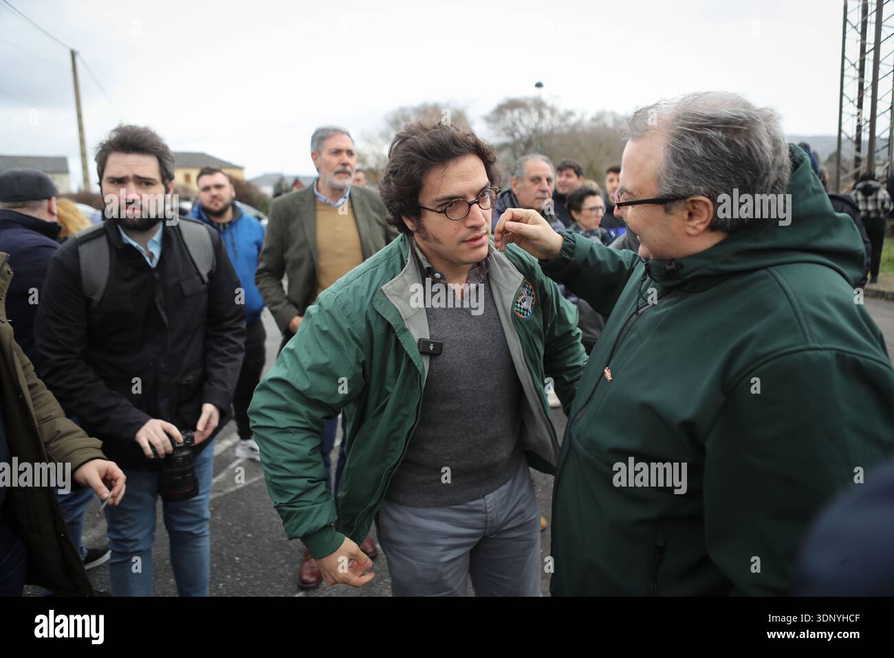 Vox deputy José María Figaredo (c), during the blasting of the towers ...