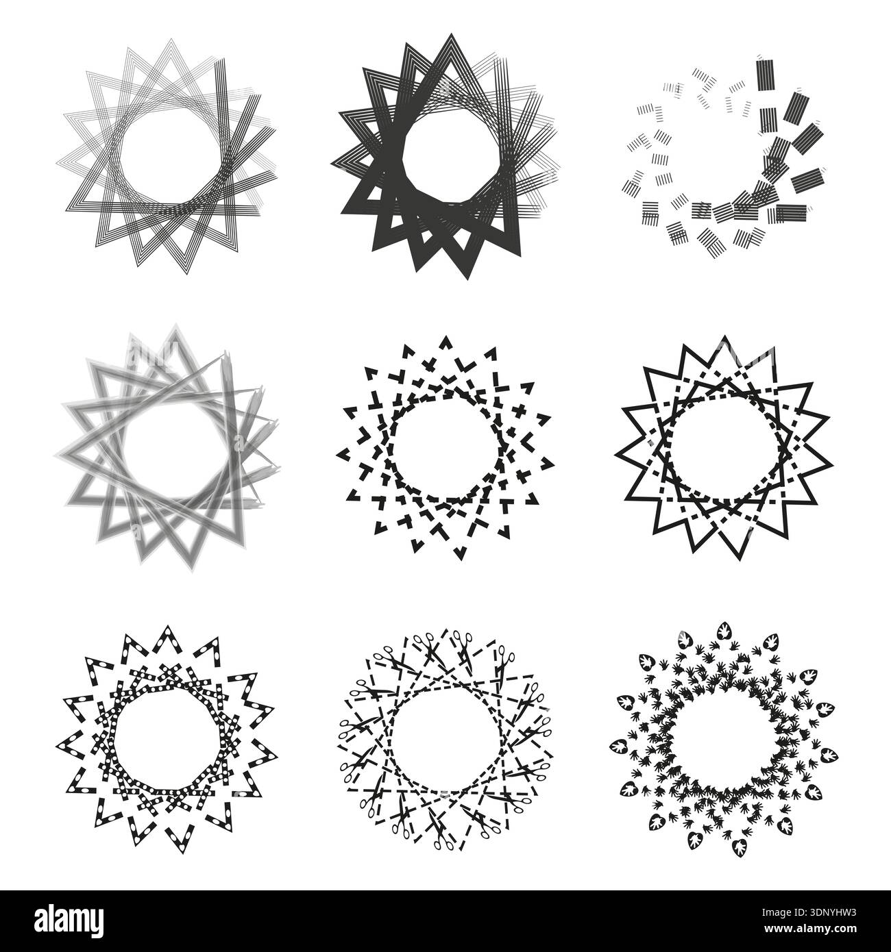 Grey icon collection. Round geometric shapes. Vector interface elements. Minimal graphic symbols Stock Vector