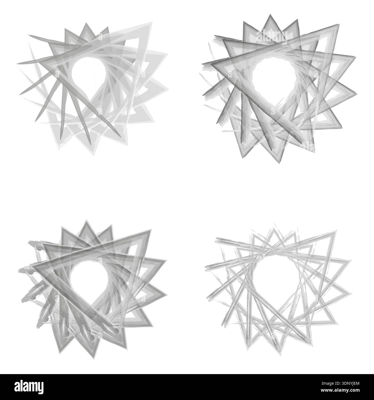 Metallic gray star. Layered intricate points. Complex star form. Vector graphic Stock Vector