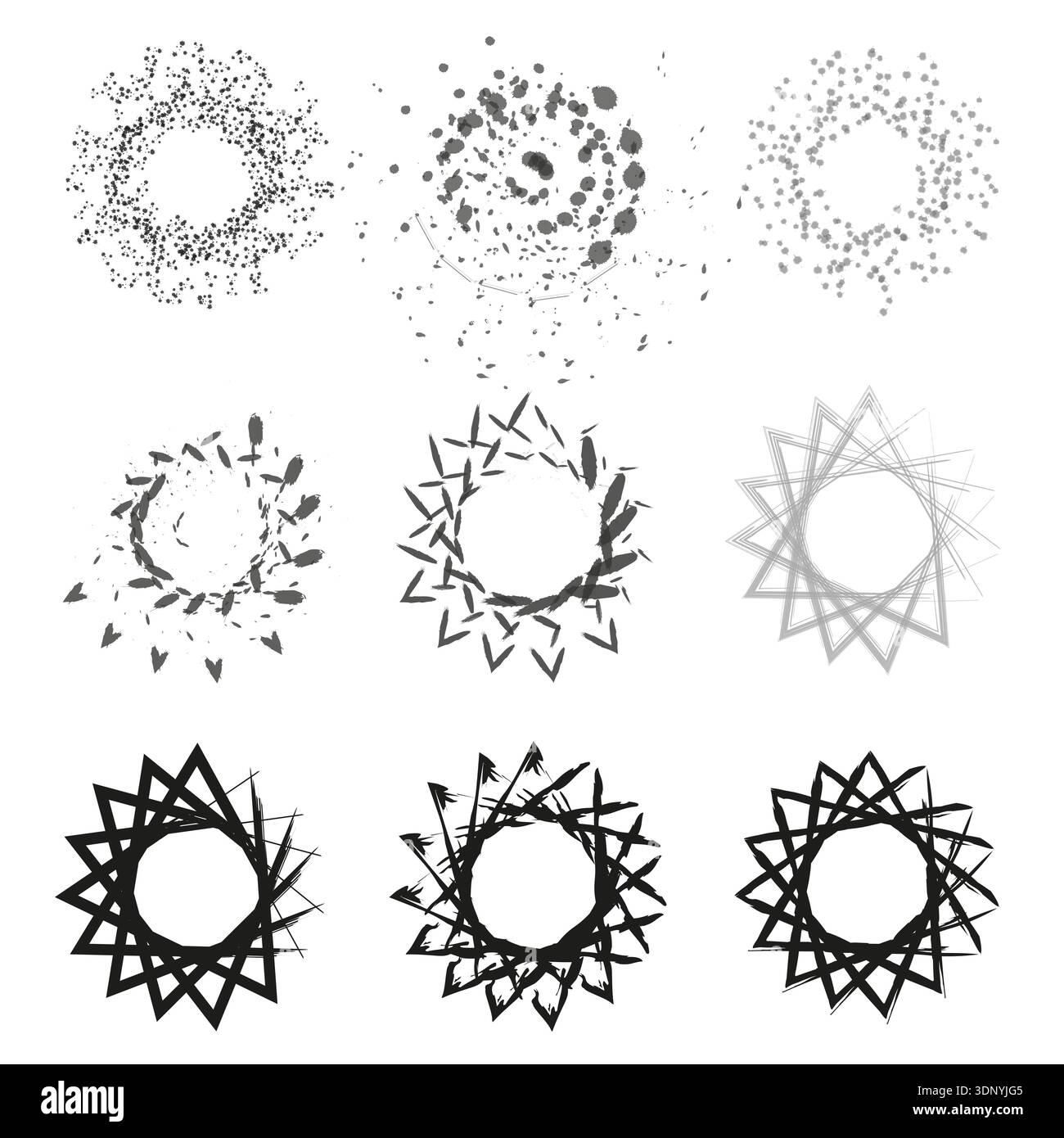Outlined star form. Geometric vector shape. Decorative spiked border. Modern linear style Stock Vector