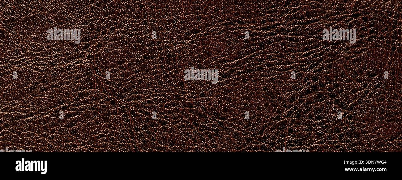 Dark brown leather texture background with embossed grain pattern. Macro surface structure fabric backdrop. Stock Photo