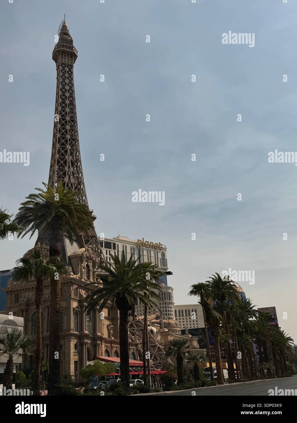 Paris Las Vegas Eiffel Tower replica and hotel facade on the Las Vegas Strip, Nevada, USA. - Smartphone Captured Stock Image