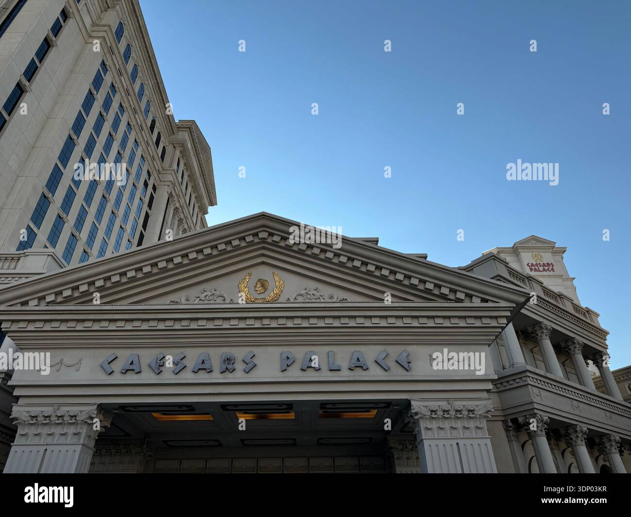 Caesars Palace Hotel and Casino towers with Roman style architecture on the Las Vegas Strip, Nevada, USA. - Smartphone Captured Stock Image