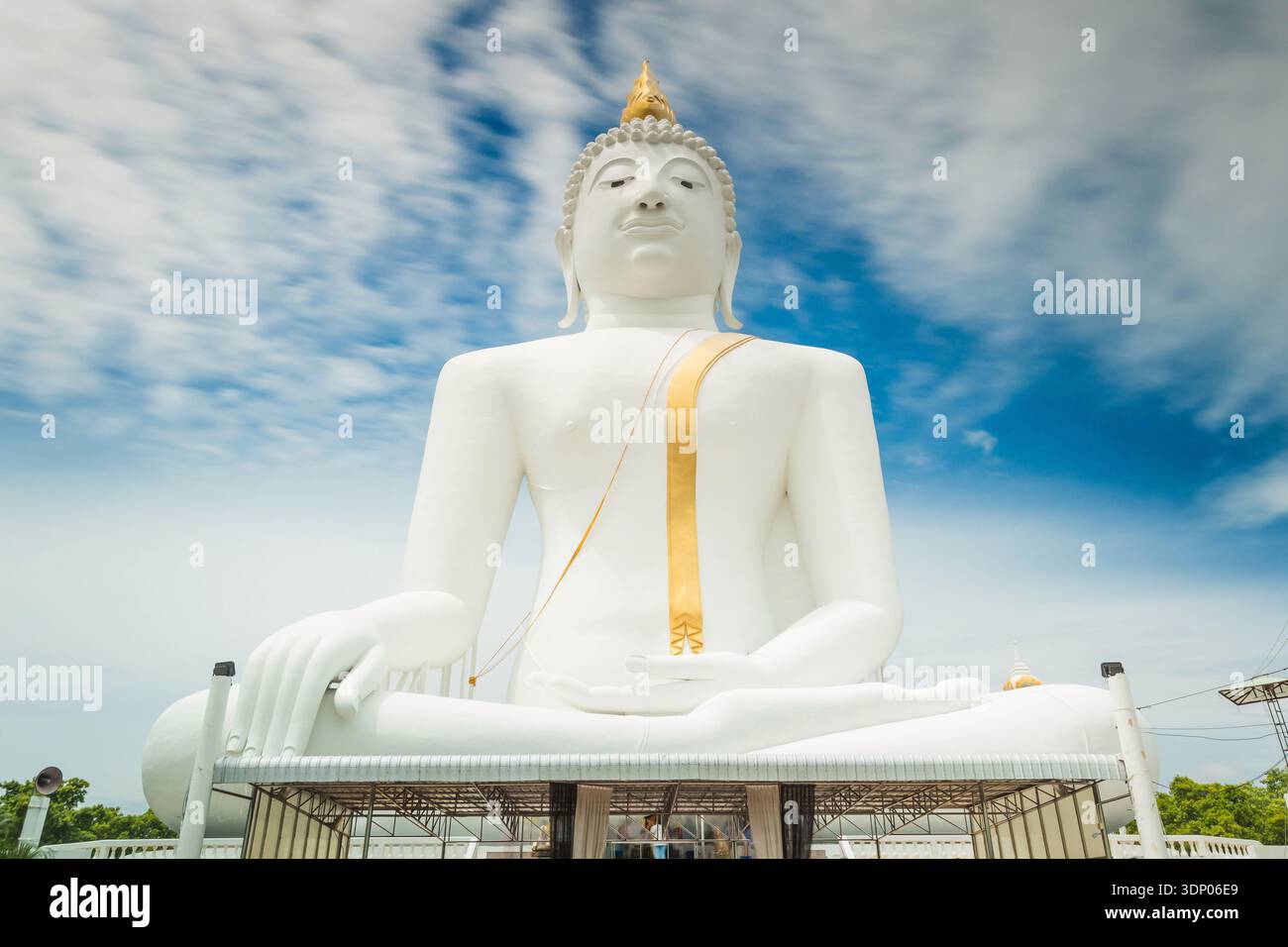Giant white buddha statue under blue sky Stock Photo - Alamy
