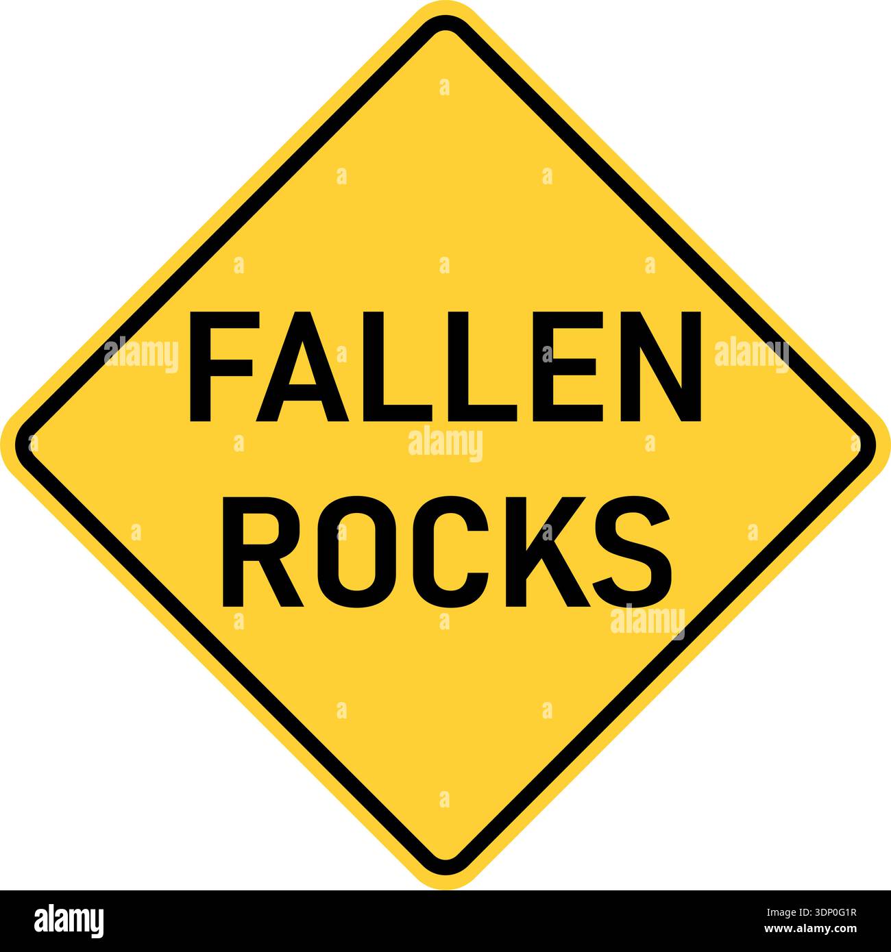 Vector graphic of a usa Fallen Rocks highway sign. It consists of the ...