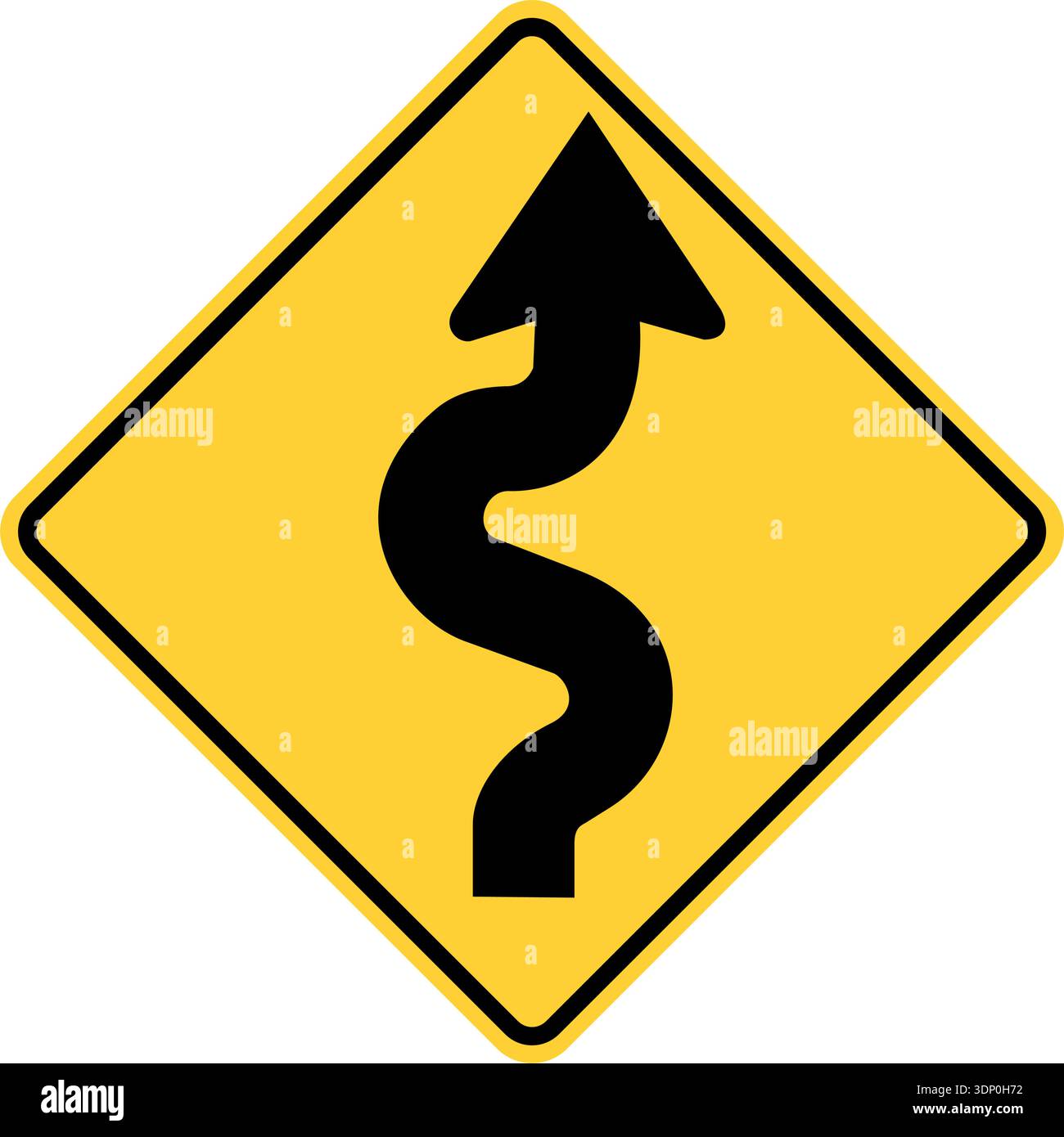Vector graphic of a usa winding road highway sign. It consists of a ...