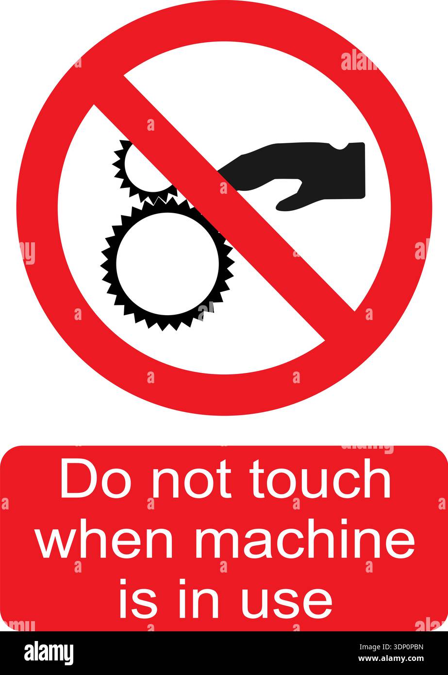 Black, white and red vector graphic of Do not touch when machine is in ...