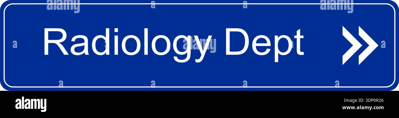 Blue and white vector graphic of a direction sign inside a hospital ...