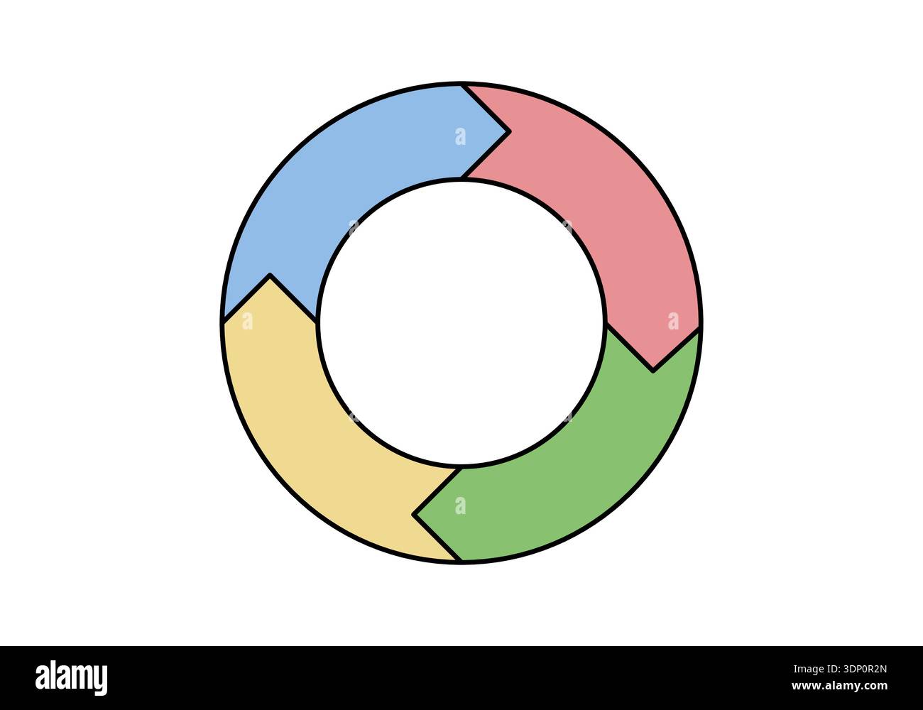 Four arrows in a circle, vector illustration. Stock Vector