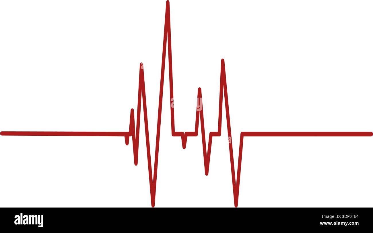 Red heartbeat diagram. Part of ECG chart isolated on white background ...