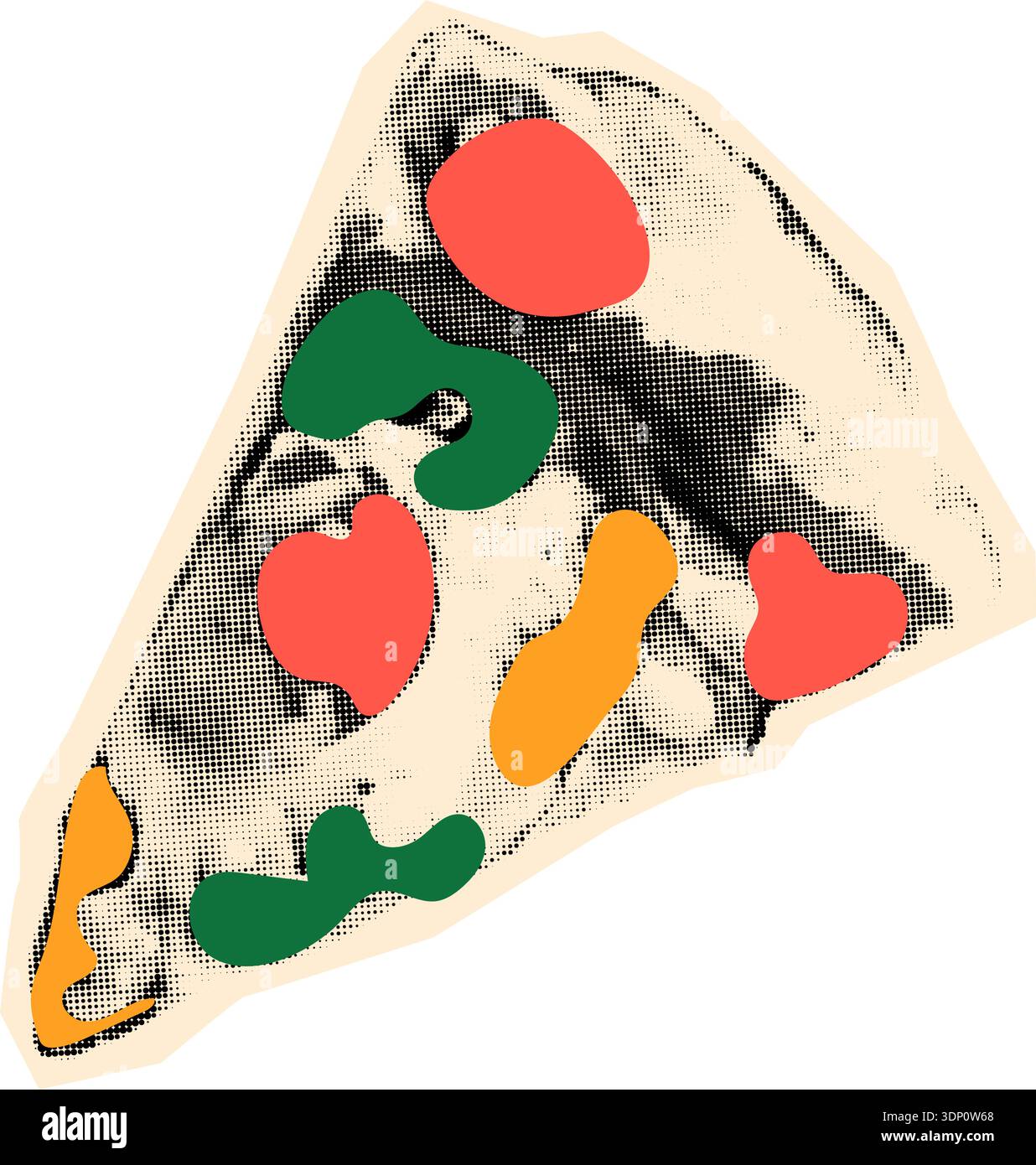 Italian pizza slice halftone collage vector illustration Stock Vector