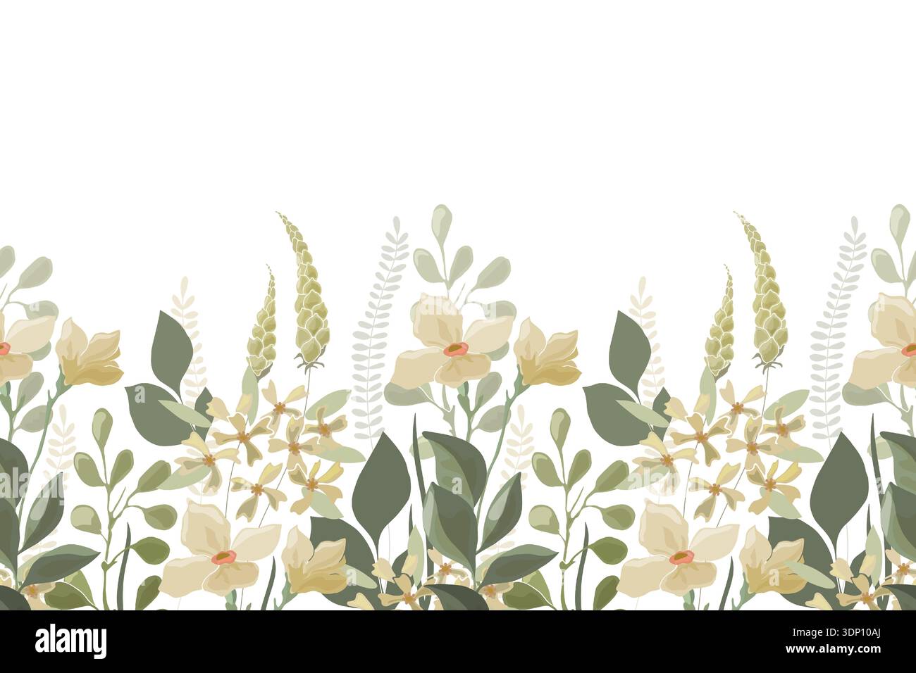 Vector floral seamless pattern, border Stock Vector