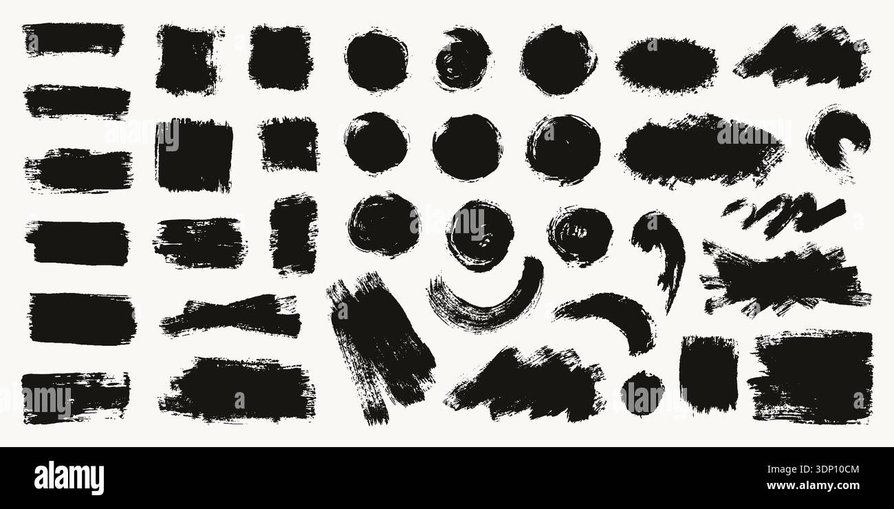 Gouache Paint Brush Strokes Set Stock Vector