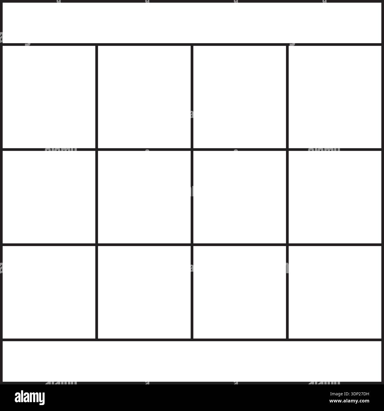 Square grid layout with three columns, four rows, a footer, and a ...