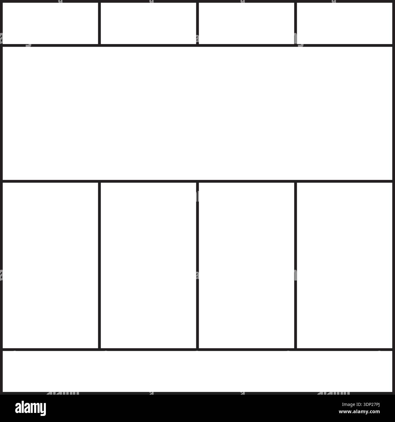 Four-column vertical grid layout with margins and borders for Instagram ...
