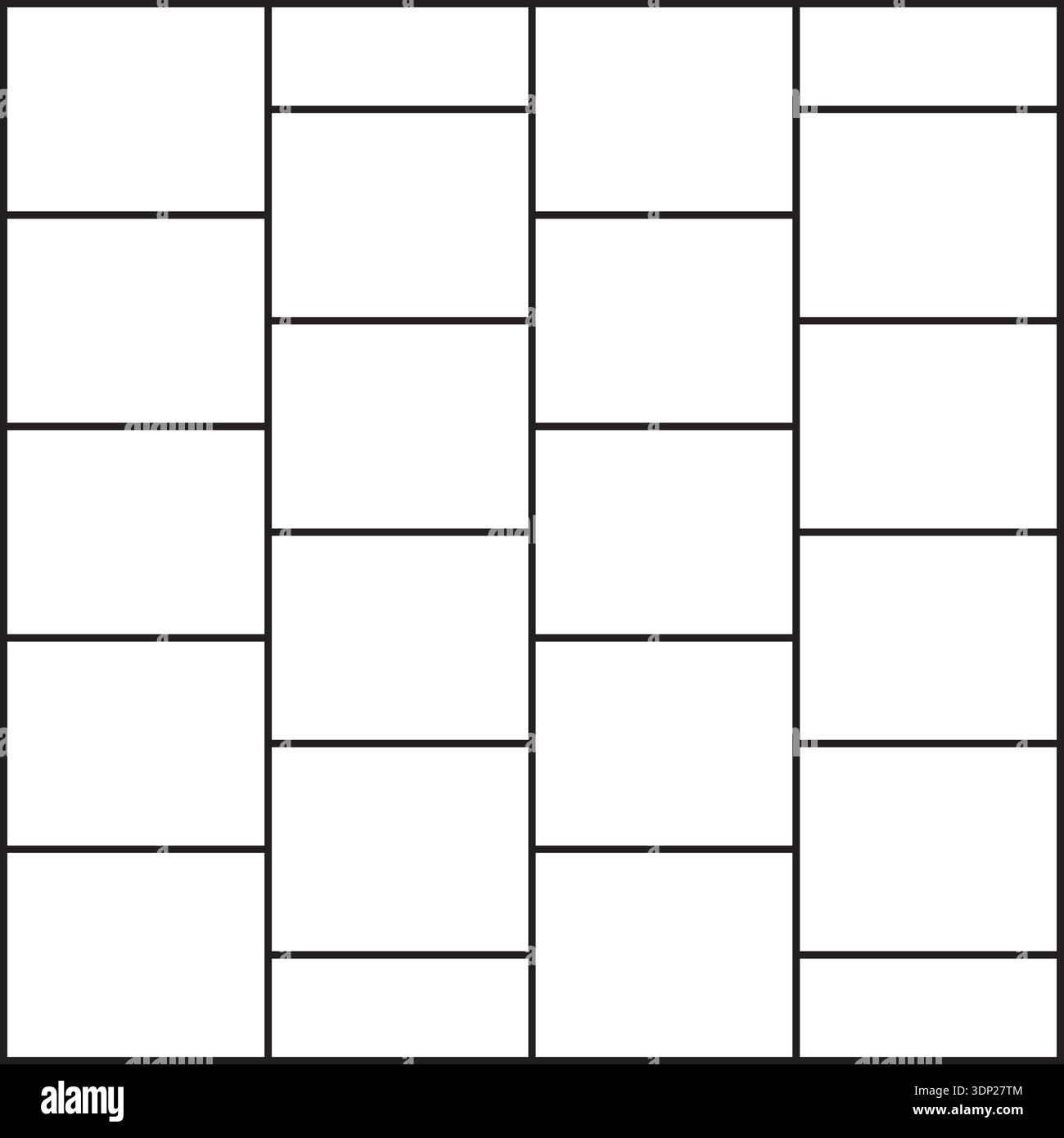4 Rows Layouts Square grid layout with four columns and five or six uneven rows Stock ...