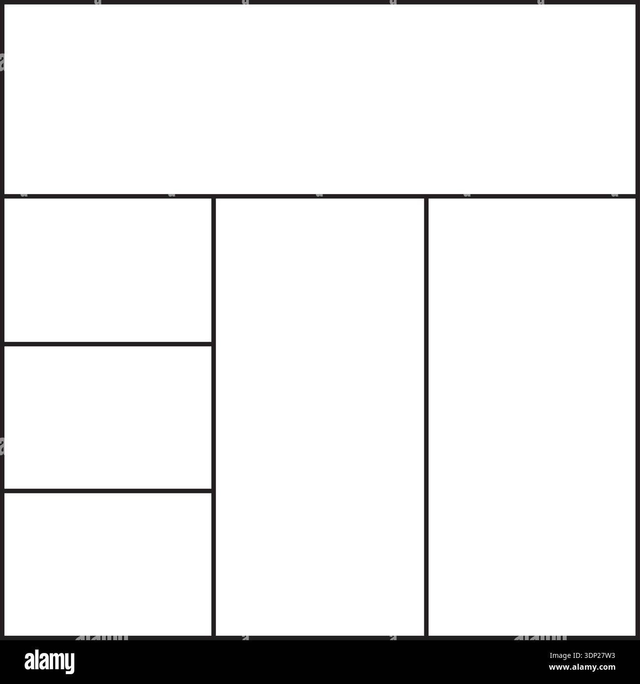Four-row, three-column grid layout with margins and borders for ...