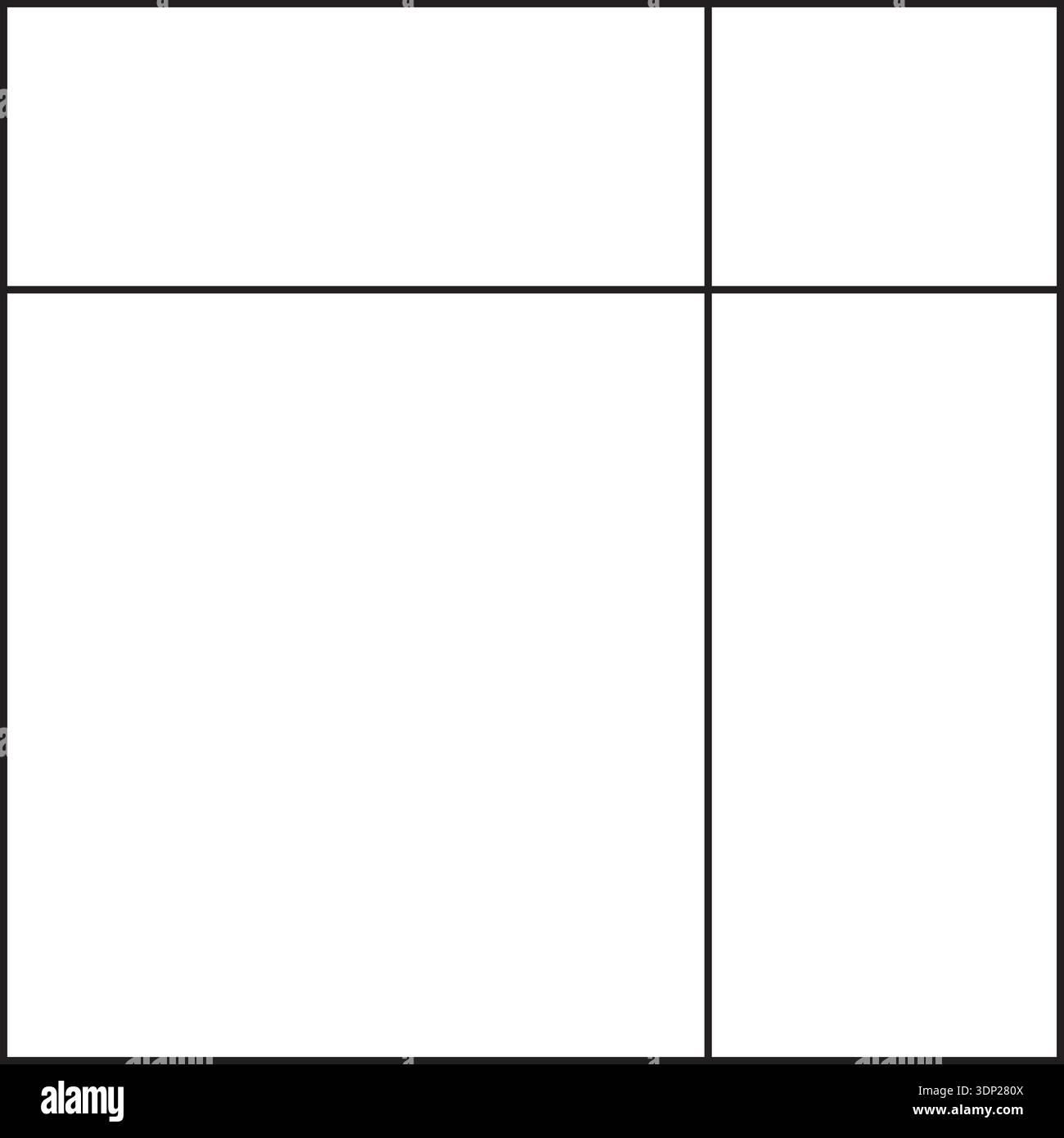 Two-row, two-column square grid layout with margins and borders for ...