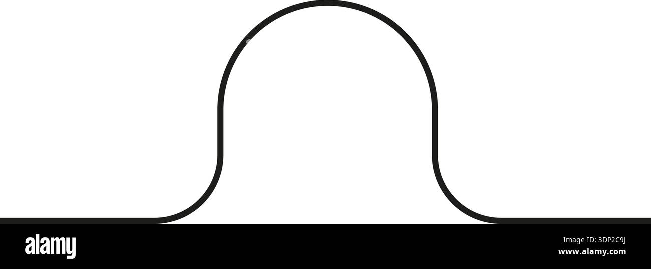 A curved shape with one open side and two lines at the ends, featuring ...