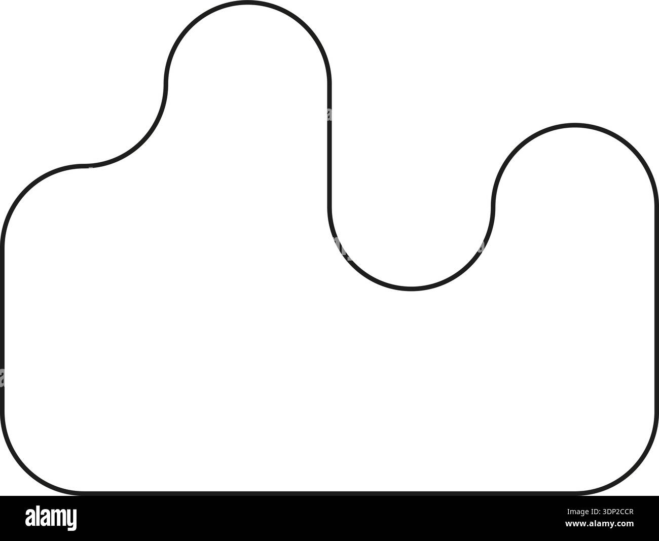 Irregular asymmetric shape line with rounded corners and curved outline ...