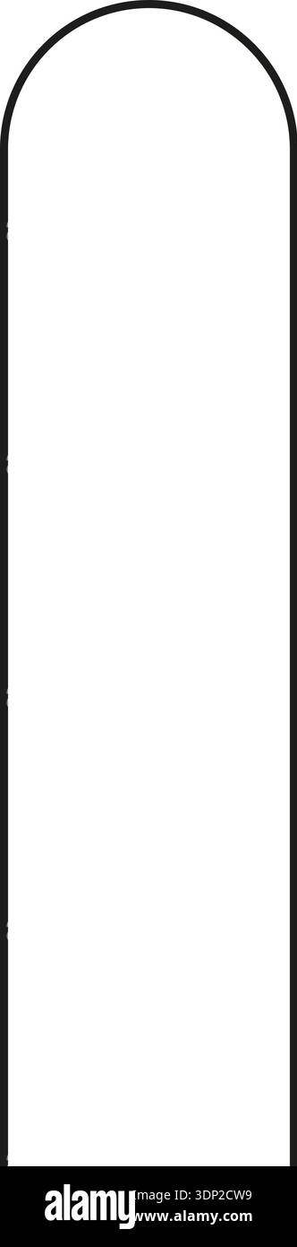 A simple, long rectangular shape with one open side, rounded corners, and smooth curves forming an outline. Stock Vector
