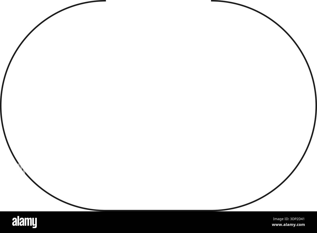 A rectangular line with a piece on one side open, featuring rounded corners and curves. Stock Vector
