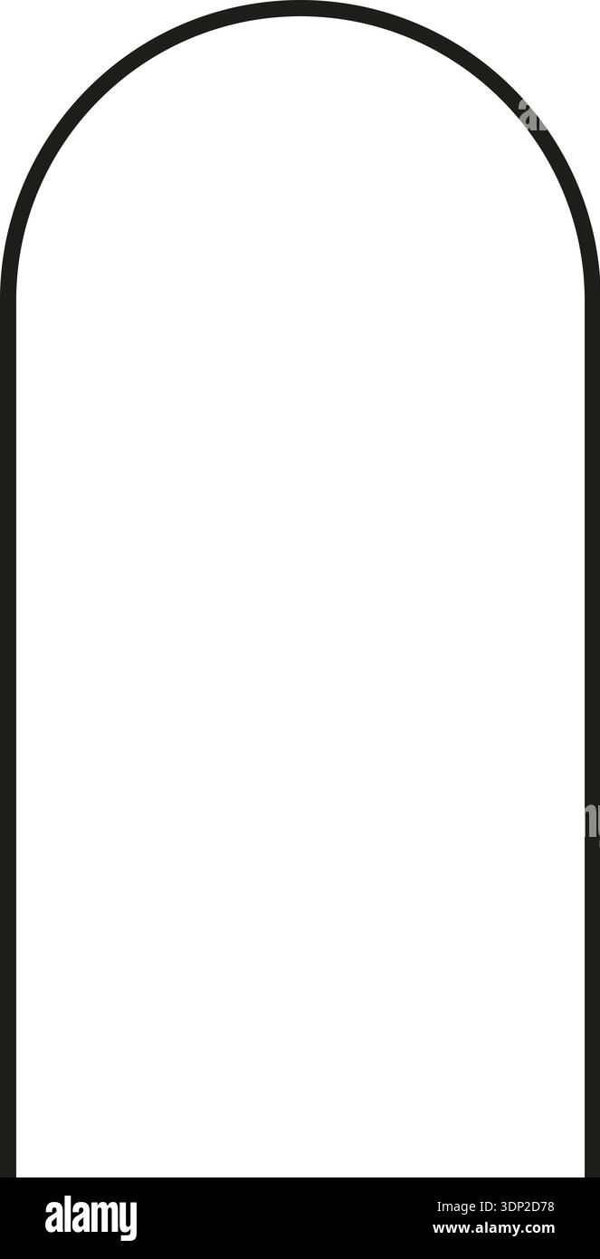A simple rectangular shape with one open side, rounded corners, and smooth curves forming an outline. Stock Vector