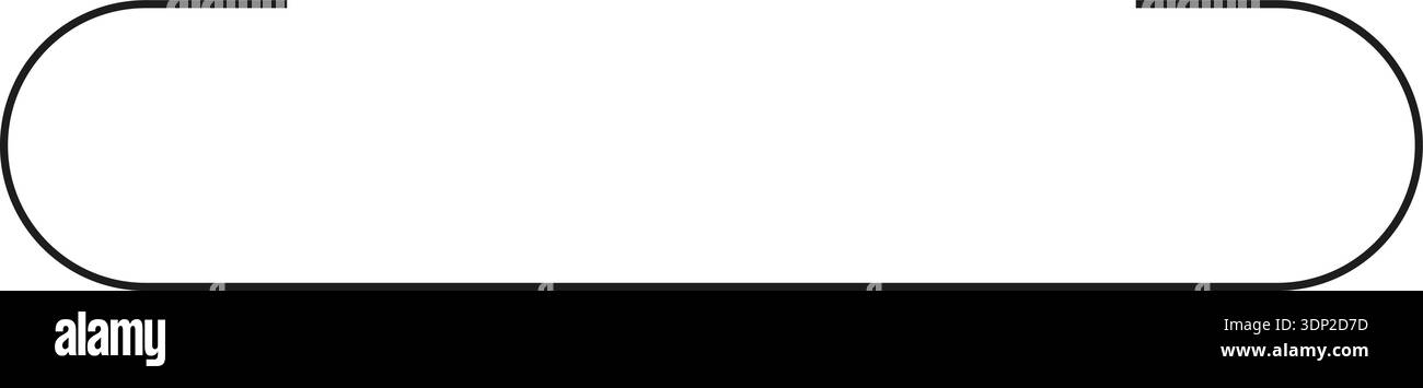 A long rectangular line with a hole on one side, featuring rounded corners and curves in an outline. Stock Vector