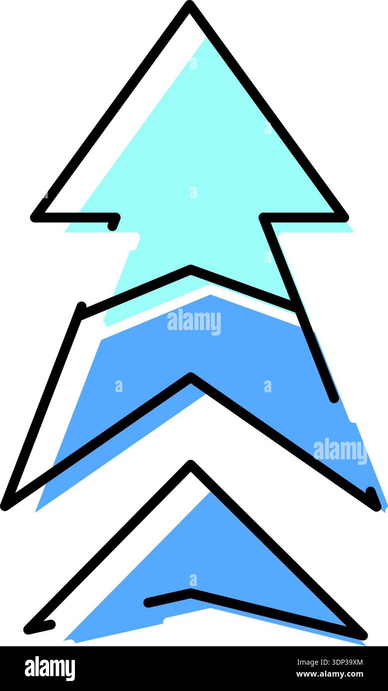 Three blue upward arrows moving progress forward Stock Vector Image ...