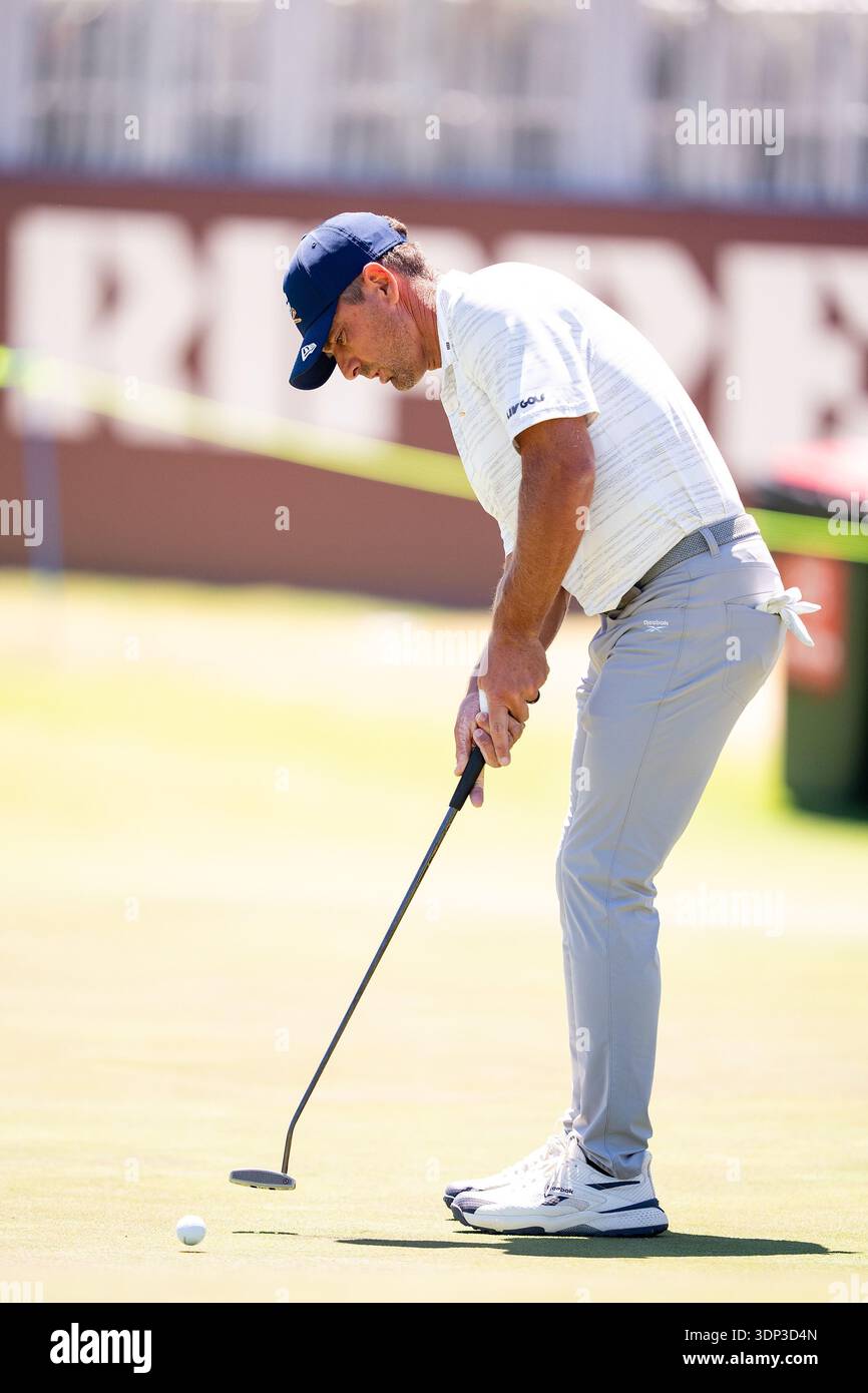Charles Howell III of Crushers GC makes his putt on the 14th green ...