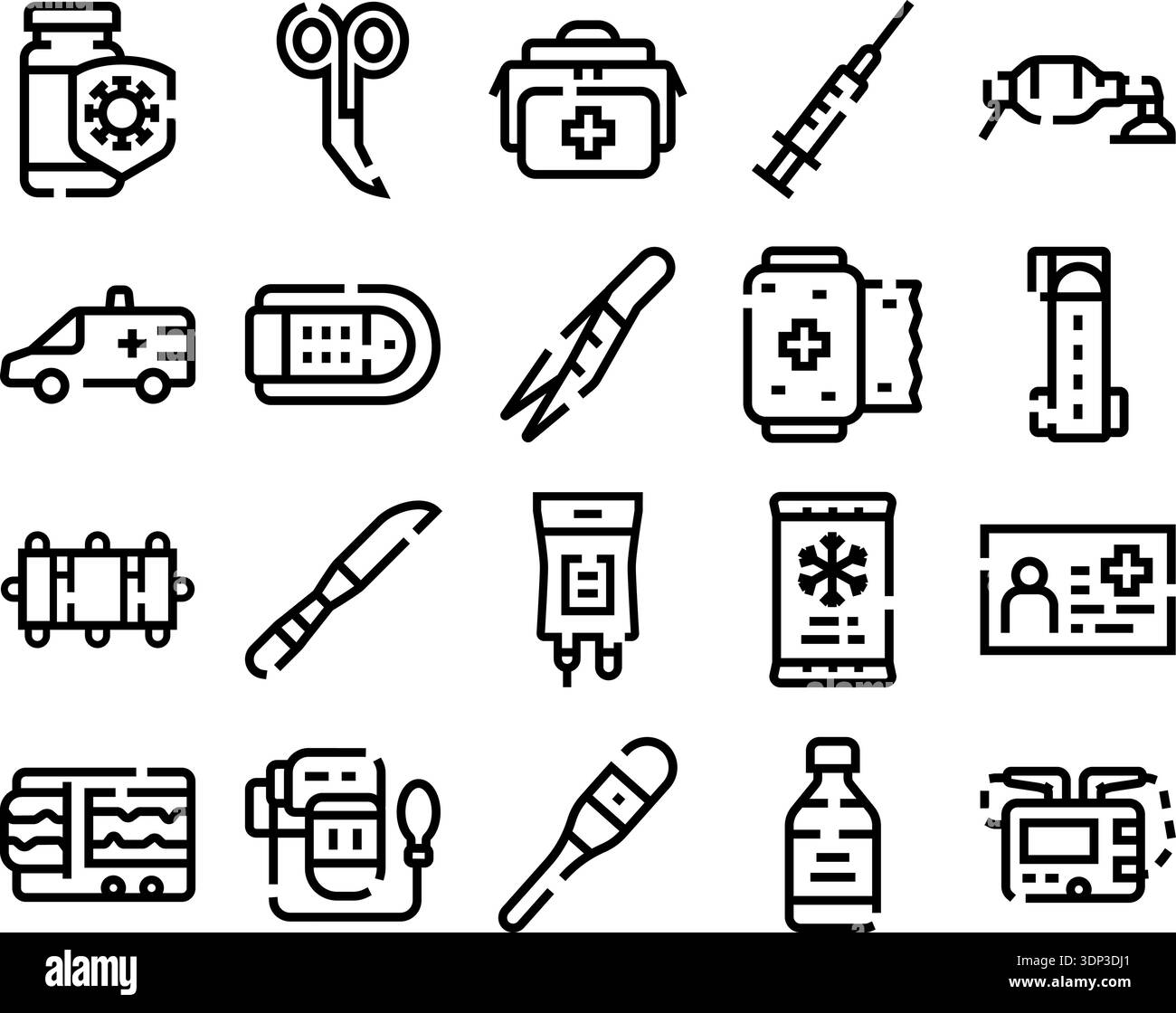 Medical emergency and first aid line icons collection Stock Vector ...