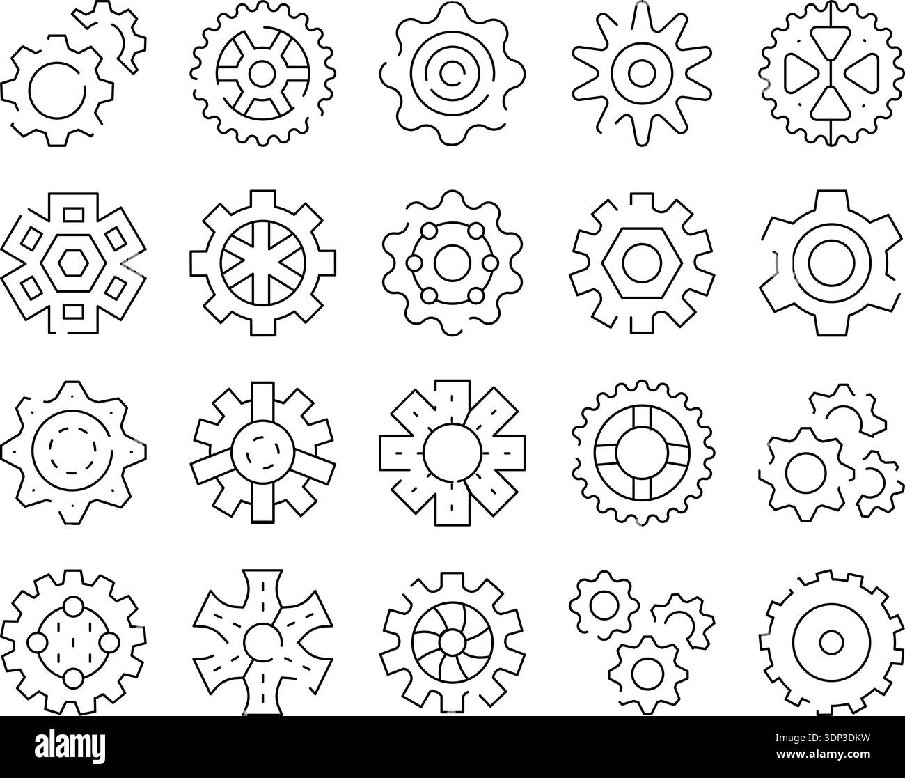 Gears and cogs mechanism line art icons Stock Vector Image & Art - Alamy