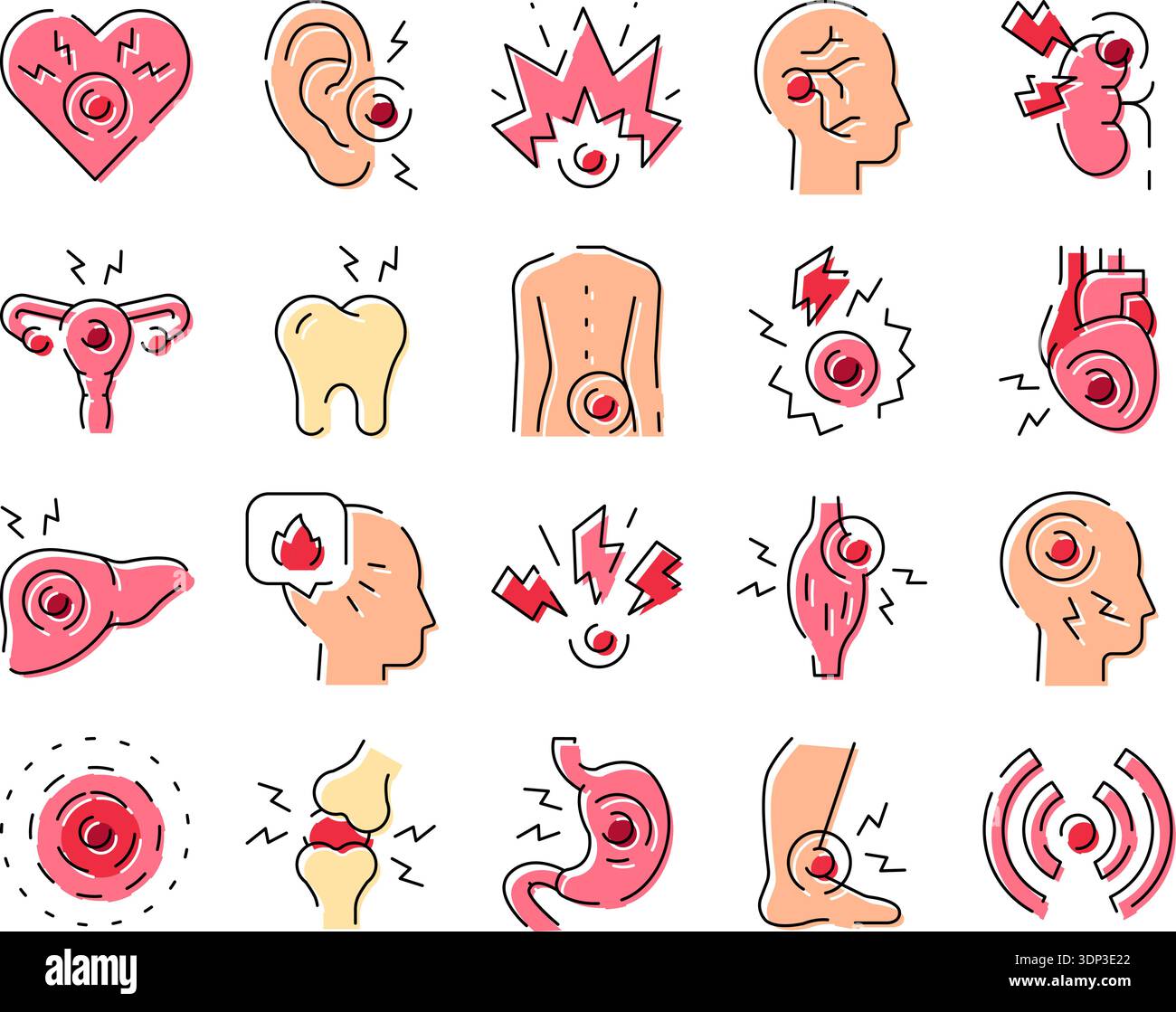 Body pain icons and medical symptoms infographic Stock Vector Image ...