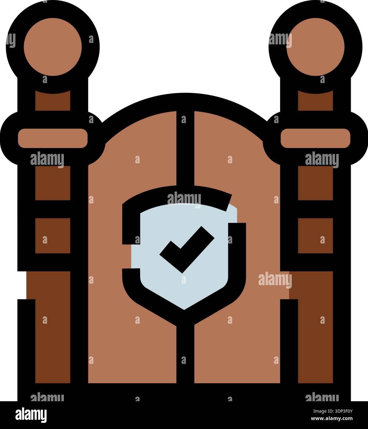 Guarded gate with shield and checkmark icon Stock Vector Image & Art ...