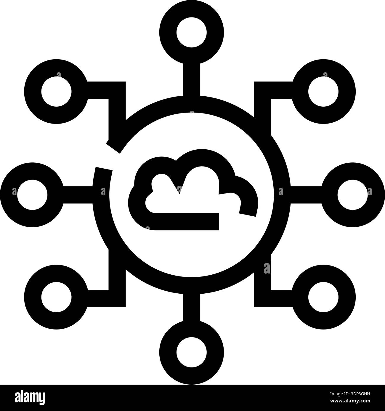 Cloud computing network connecting multiple devices icon Stock Vector ...