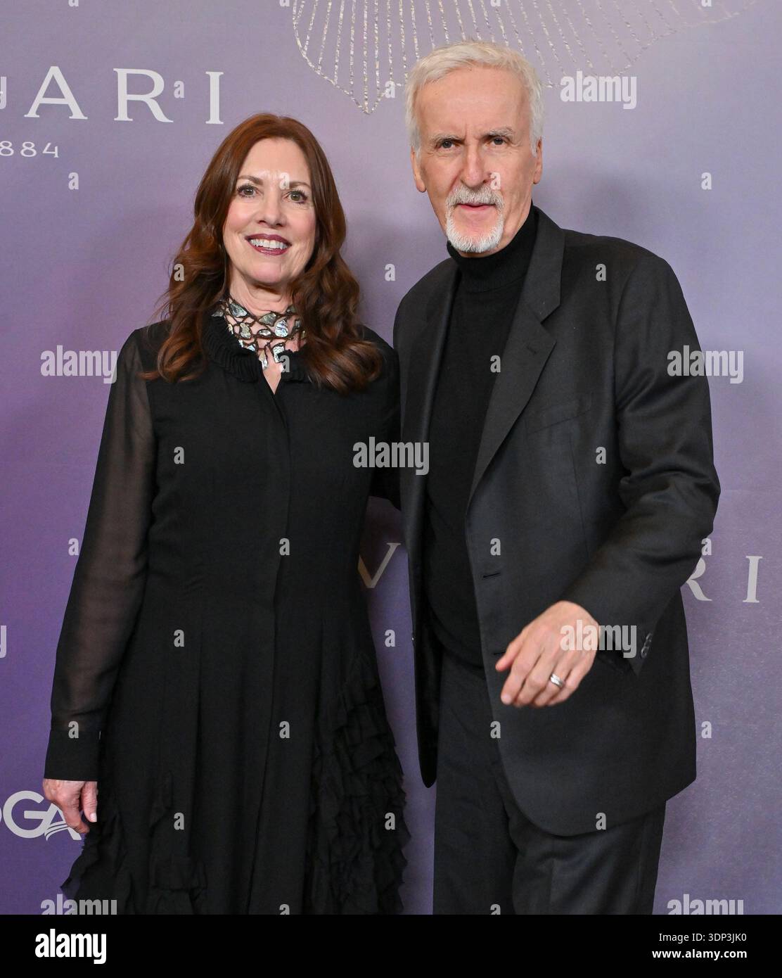 Deborah L. Scott and James Cameron arriving to Costume Designers Guild ...