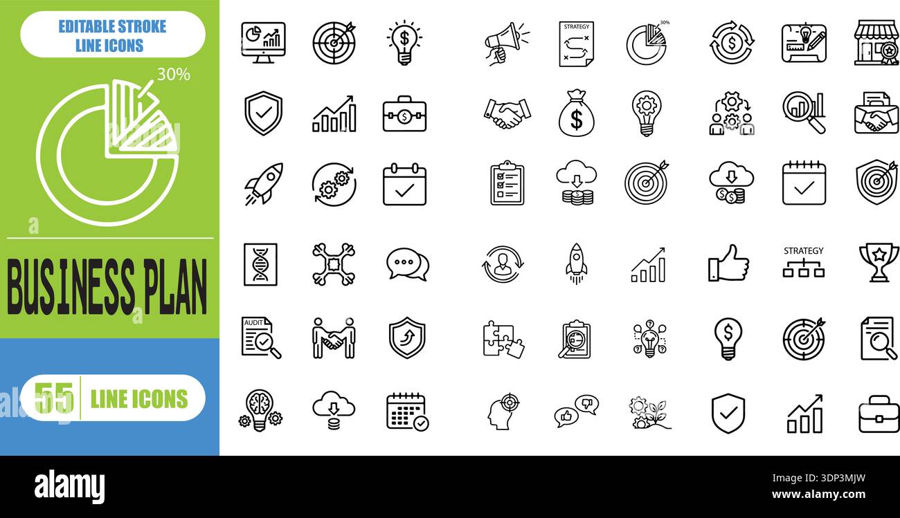 Success icon set. Successful business development, plan and process ...