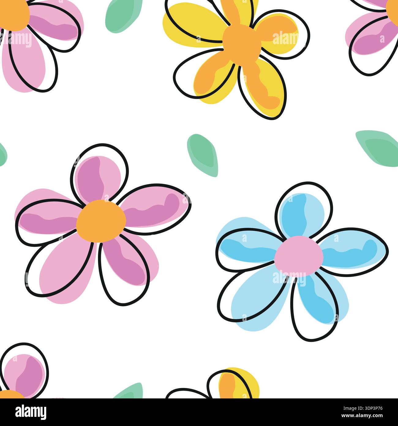Cute flower seamless fabric pattern 2 Stock Vector