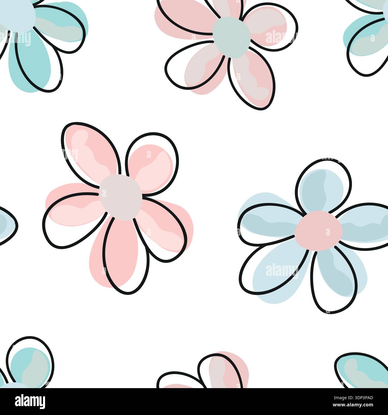 Cute flower seamless fabric pattern pastel Stock Vector
