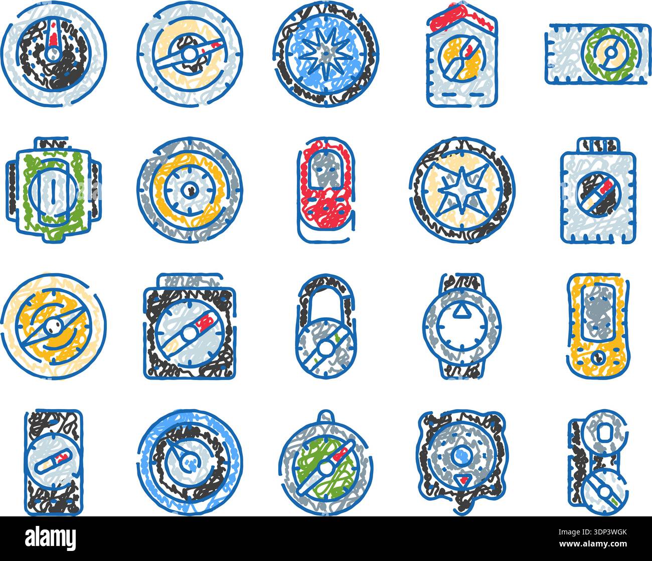 Compass Navigation Drawing Navigating direction tools drawing collection with compasses and gps ...