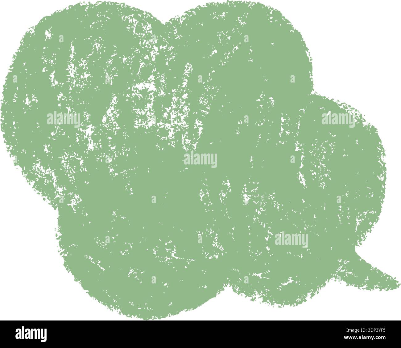 Crayon speech bubble. Green doodle text frame. Hand drawn pastel comic dialog box. Chalk texture speech bubble. Chat balloon. Cloud shape. Vector Stock Vector