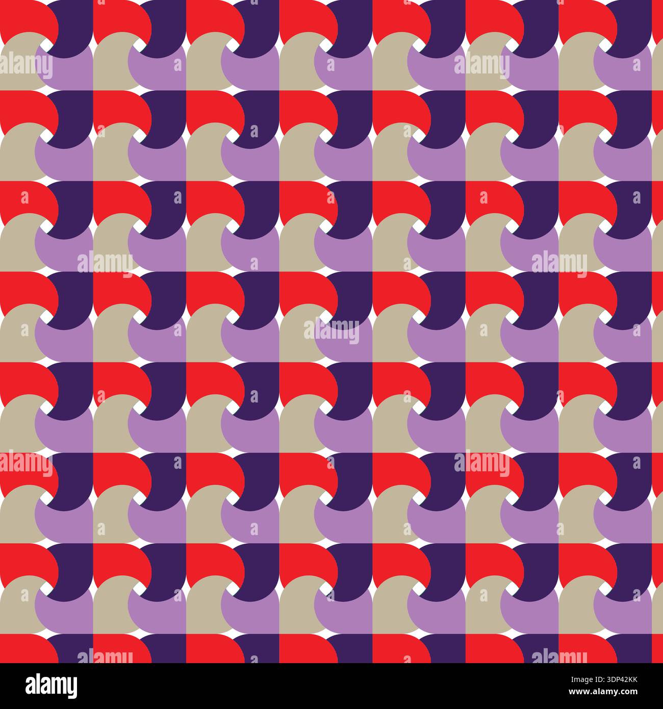Retro Interlocking Wave Geometric Tile Design Stock Vector