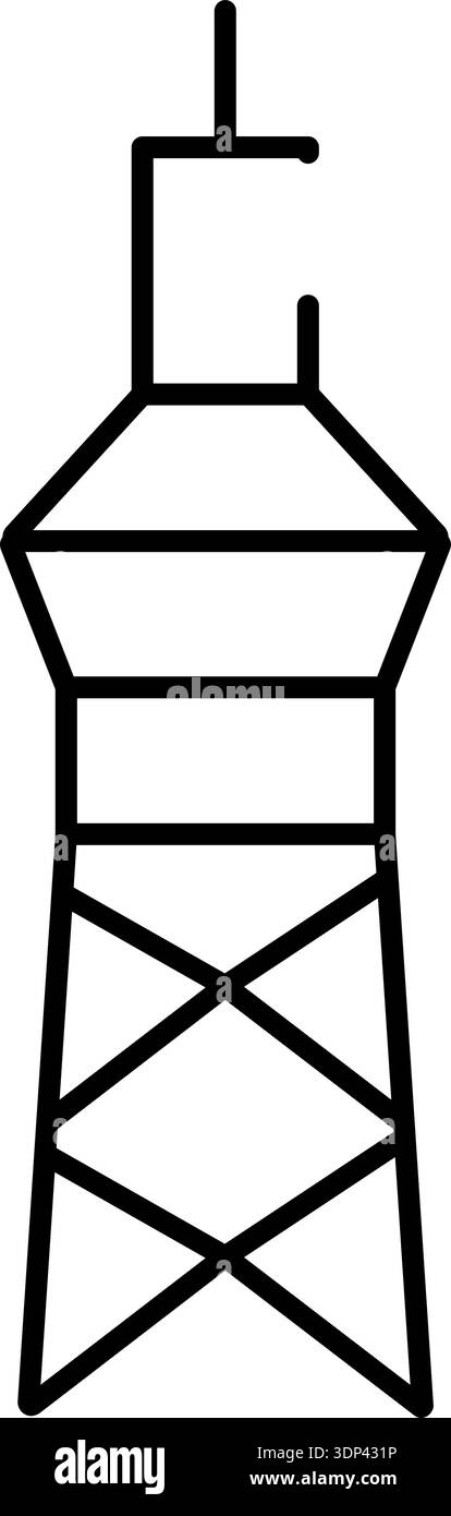 Communication tower line art icon broadcasting signal Stock Vector ...