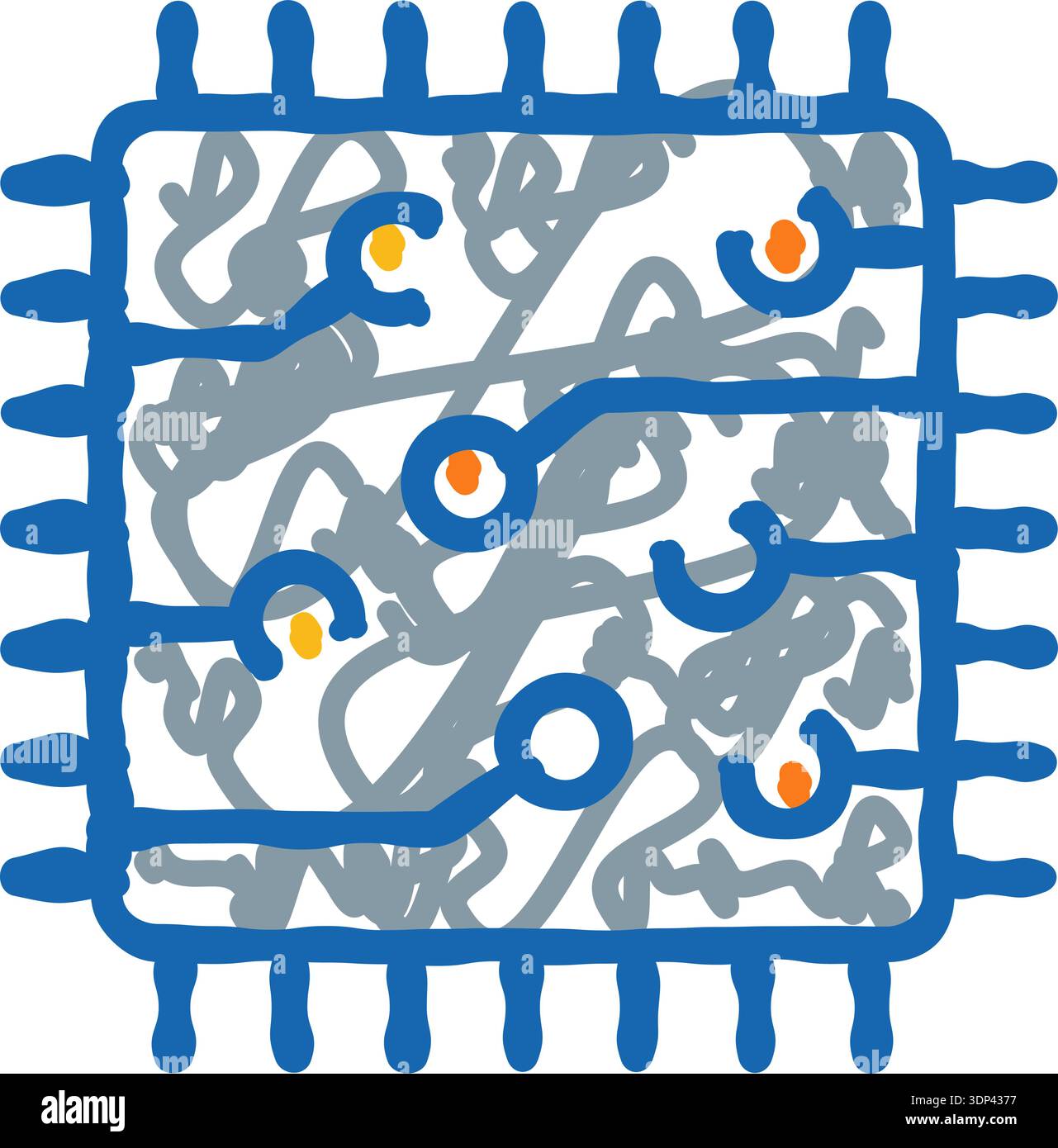Microchip with internal circuit lines doodle drawing Stock Vector Image ...