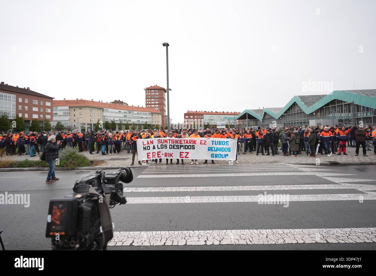 Basque Country Government Workers from the workforce of Tubos Reunidos during a rally in front of ...