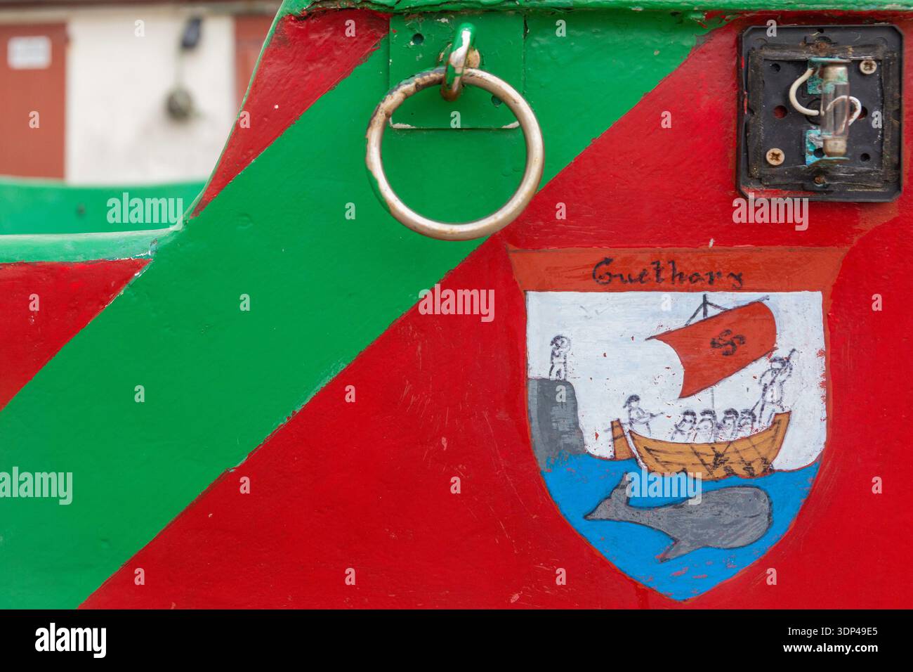 A vibrant boat design showcasing a detailed emblem Stock Photo - Alamy