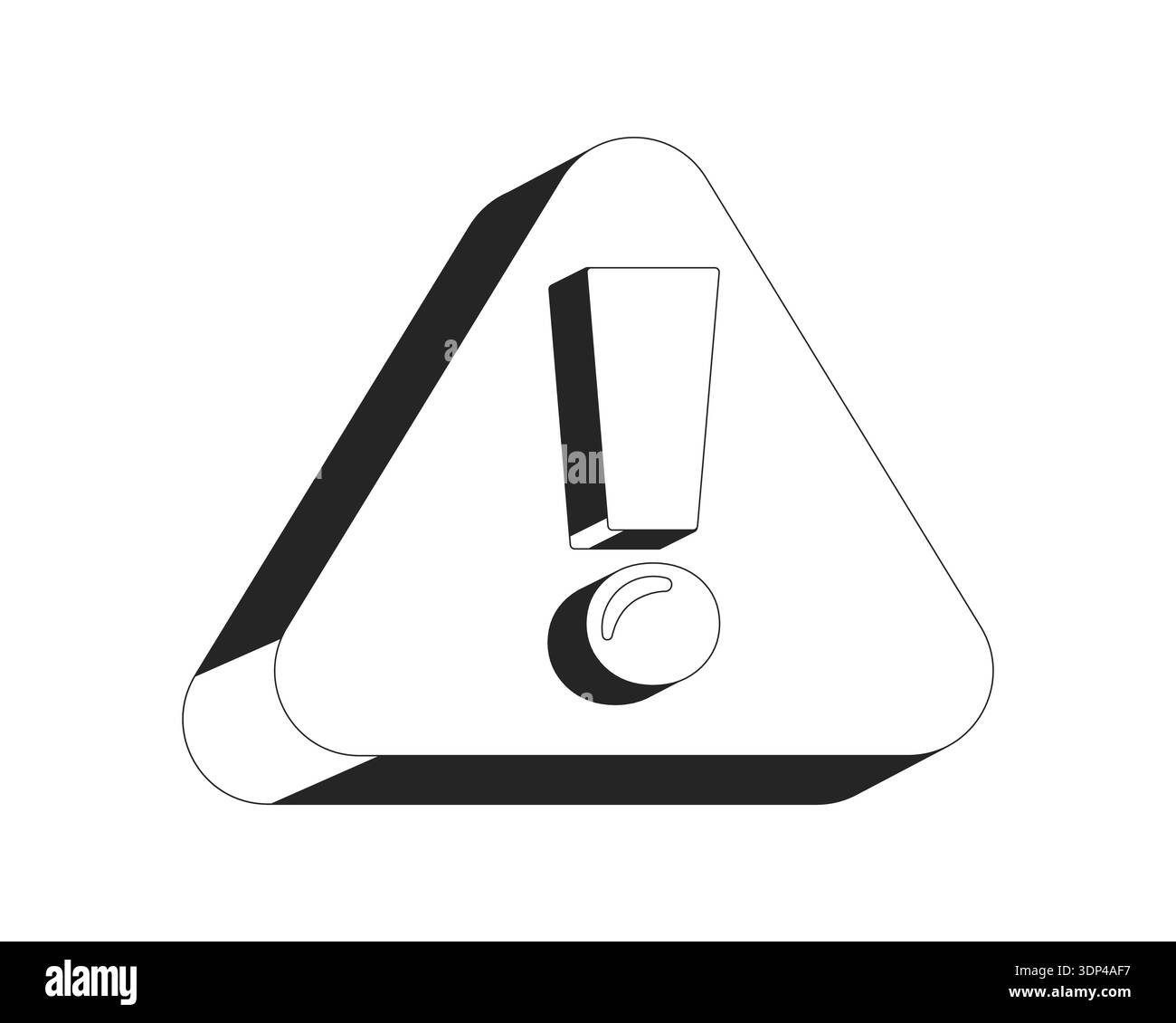 Triangular warning sign with exclamation mark 2D line object Stock Vector