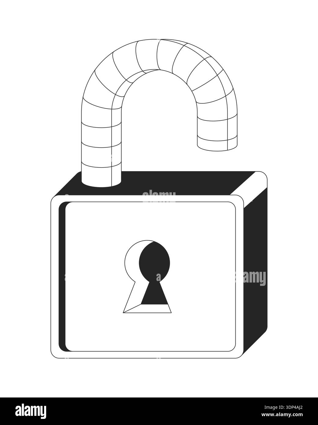 Stylized open padlock 2D line object Stock Vector