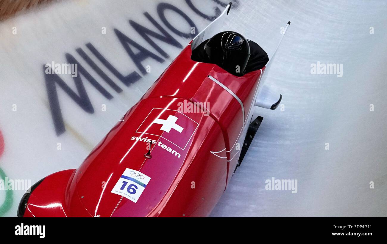 Switzerland's Cedric Follador slides down the track during a two man ...